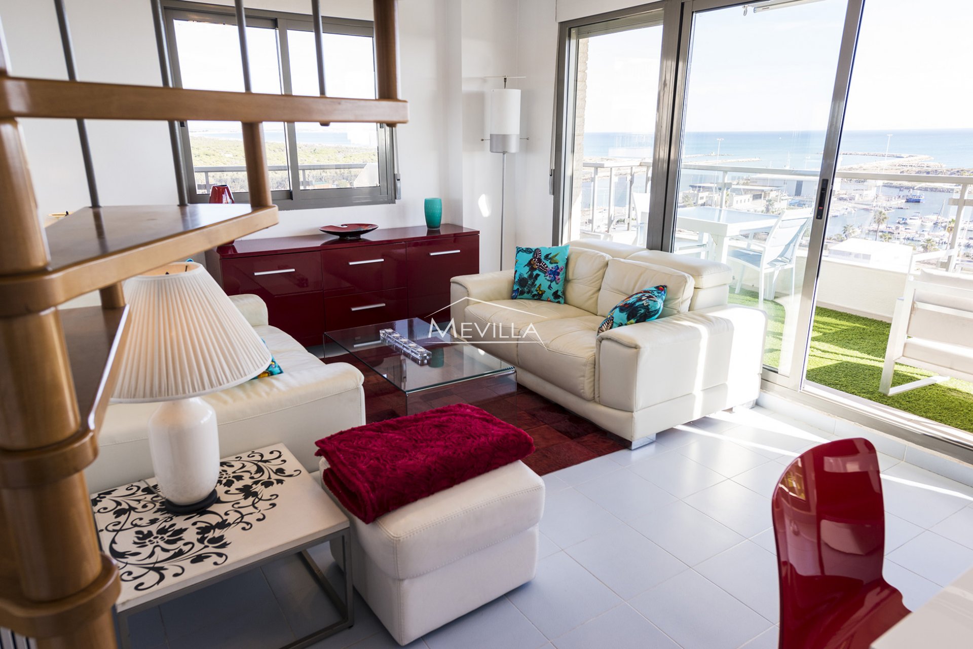 The living room with sea views